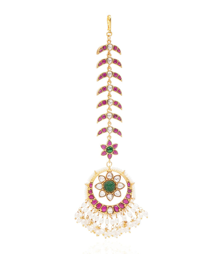 PRISHA RED & GREEN KUNDAN TIKA