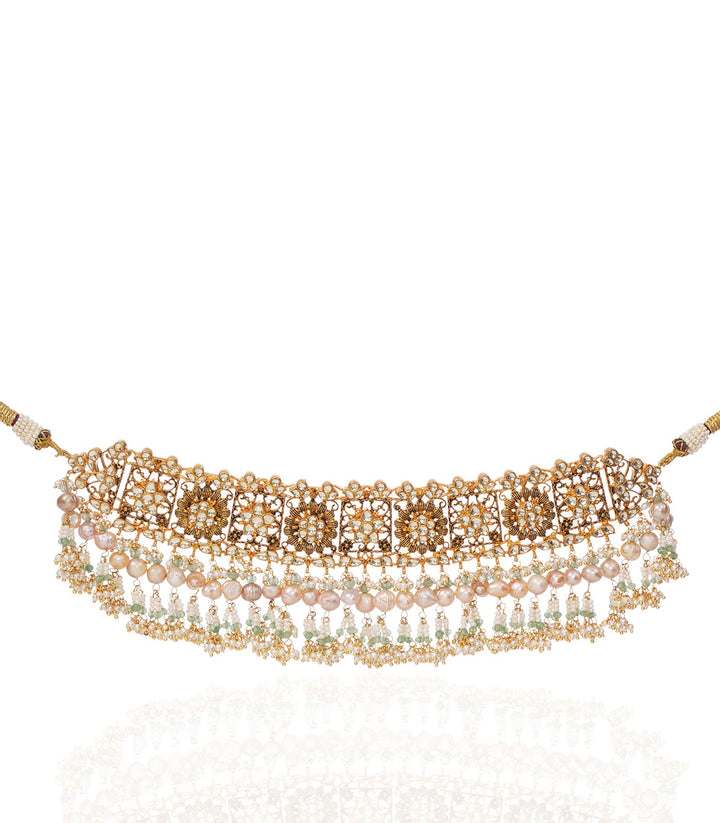 SARITA GOLD PLATED KUNDAN NECKLACE SET
