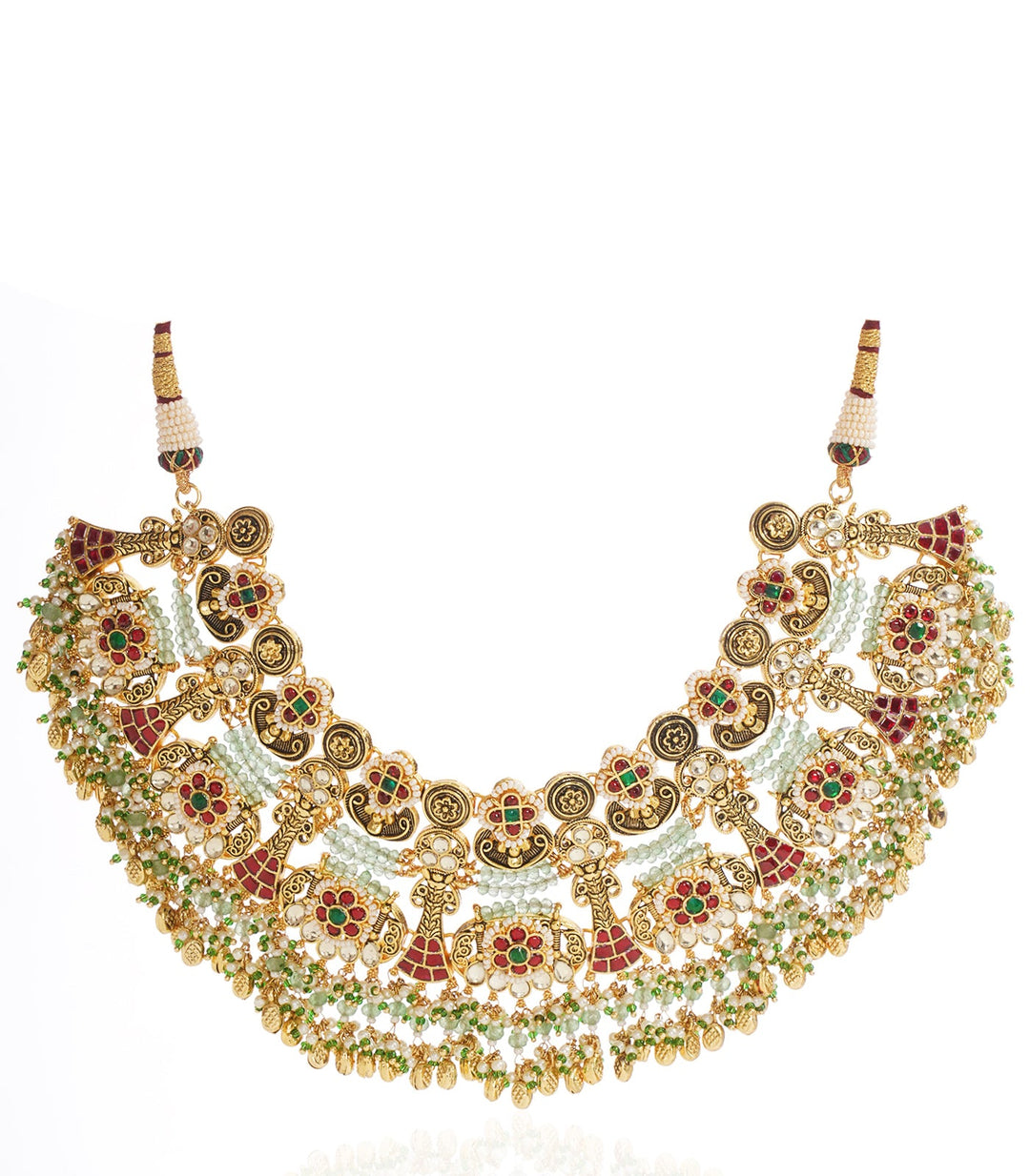 LATA RED & GREEN KUNDAN NECKLACE SET