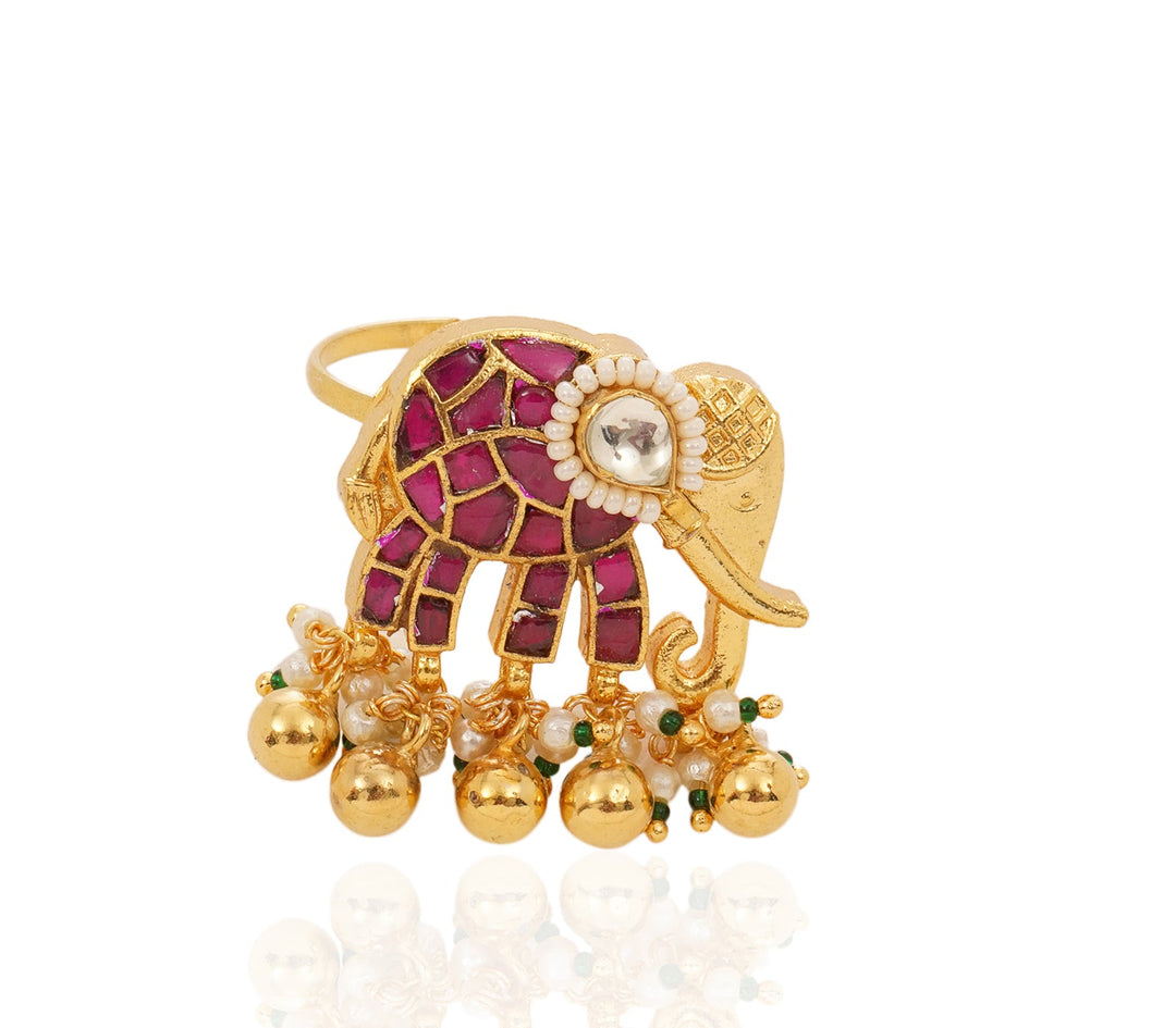 VAARUNI RED KUNDAN RING