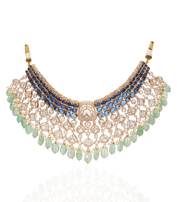 LEKHA BLUE POLKI NECKLACE SET