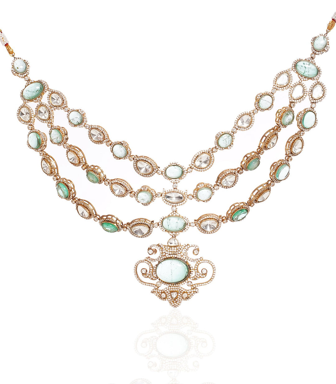 PANKTI MINT POLKI LONG NECKLACE