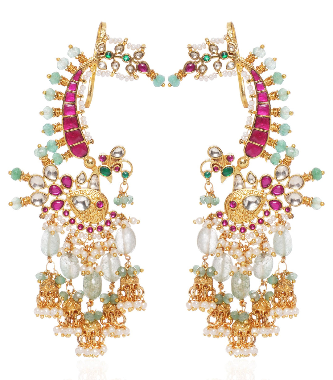 EESHA RED & GREEN  KUNDAN STATEMENT EARING