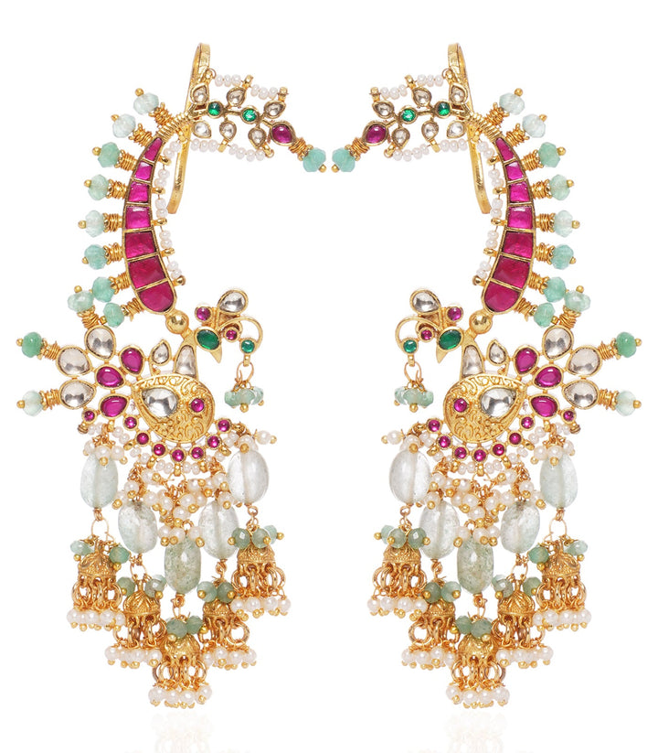 EESHA RED & GREEN  KUNDAN STATEMENT EARING