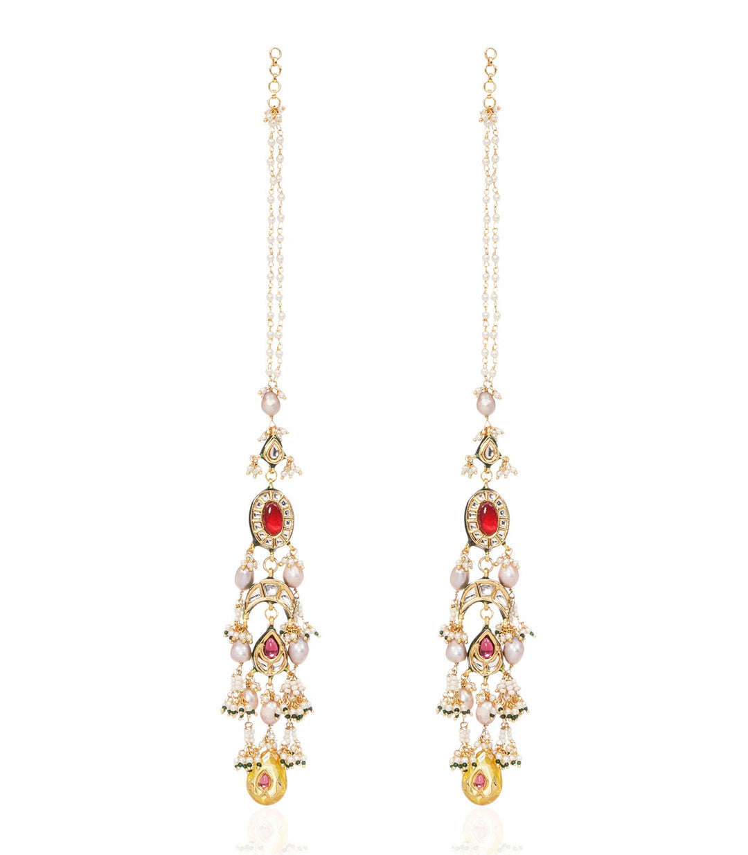 AGANITA RED KUNDAN STATEMENT EARRING