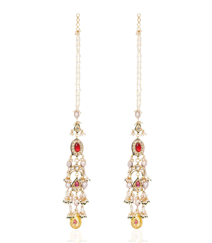 AGANITA RED KUNDAN STATEMENT EARRING