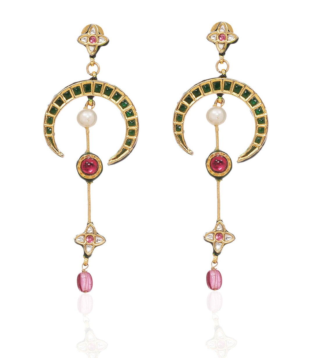 MEGHA RED & GREEN KUNDAN STATEMENT EARRING