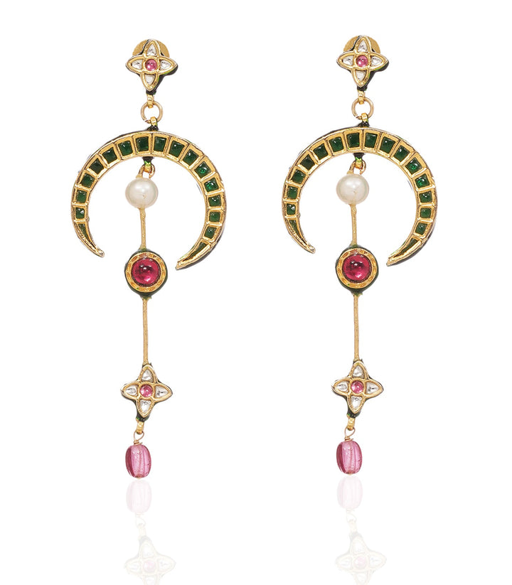 MEGHA RED & GREEN KUNDAN STATEMENT EARRING