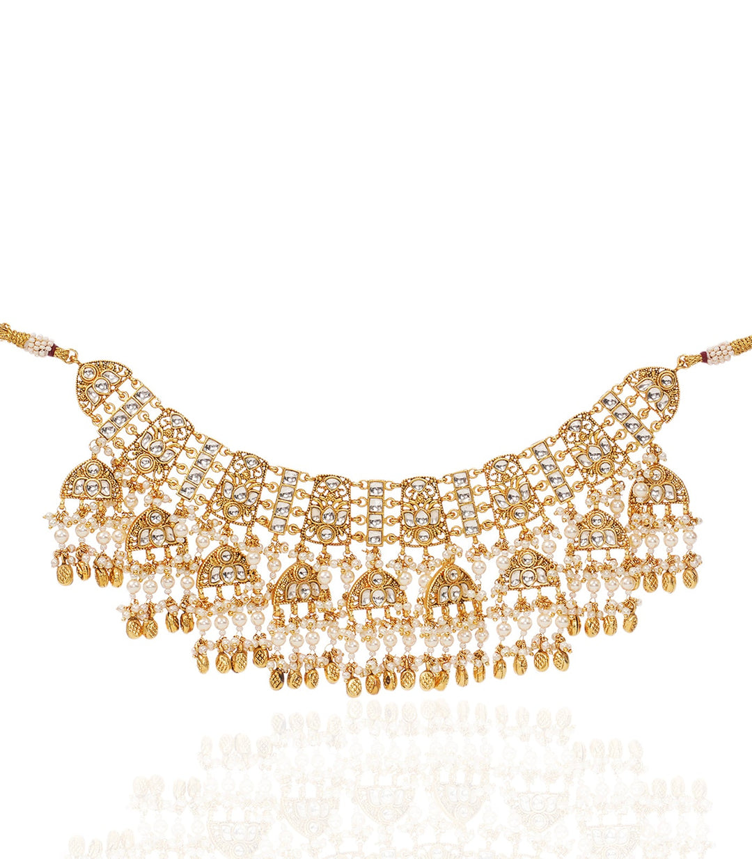 ZALAK WHITE KUNDAN NECKLACE SET