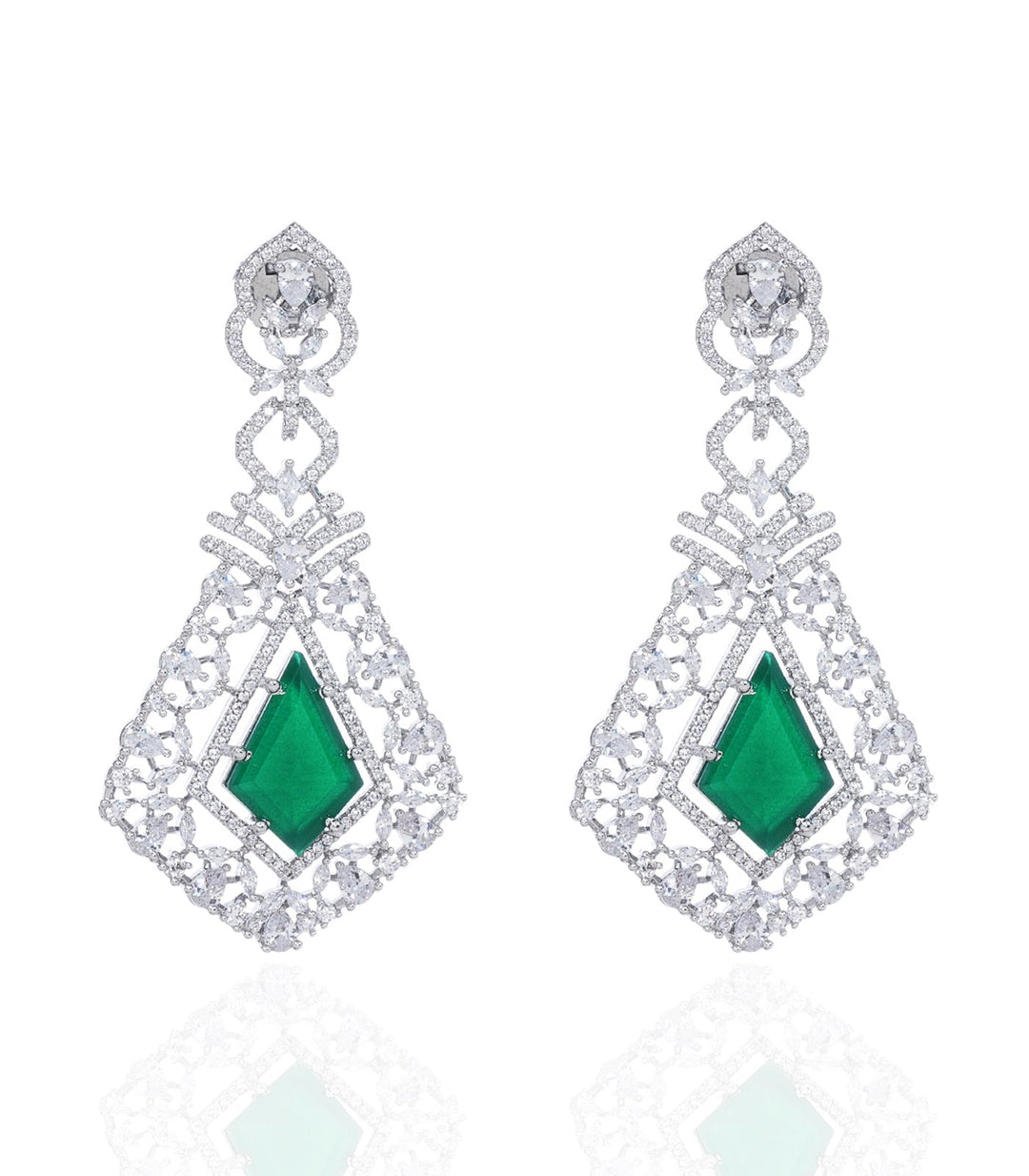 CLAIRE GREEN ZIRCON STATEMENT EARRING
