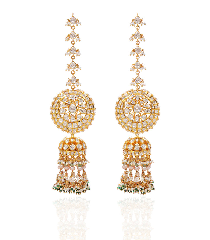 ROSHNI GOLD PLATED MOISSANITE JHUMKA
