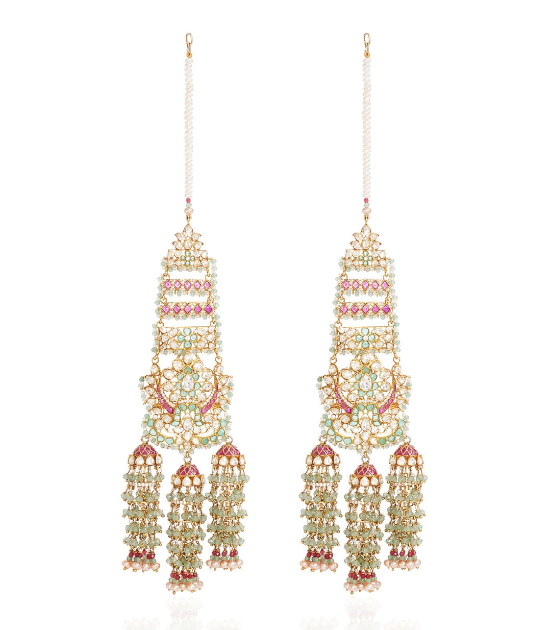 DHRUVI RED & GREEN MOISSANITE JHUMKA