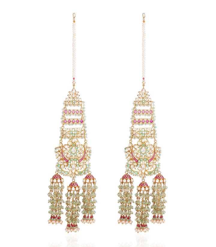 DHRUVI RED & GREEN MOISSANITE JHUMKA