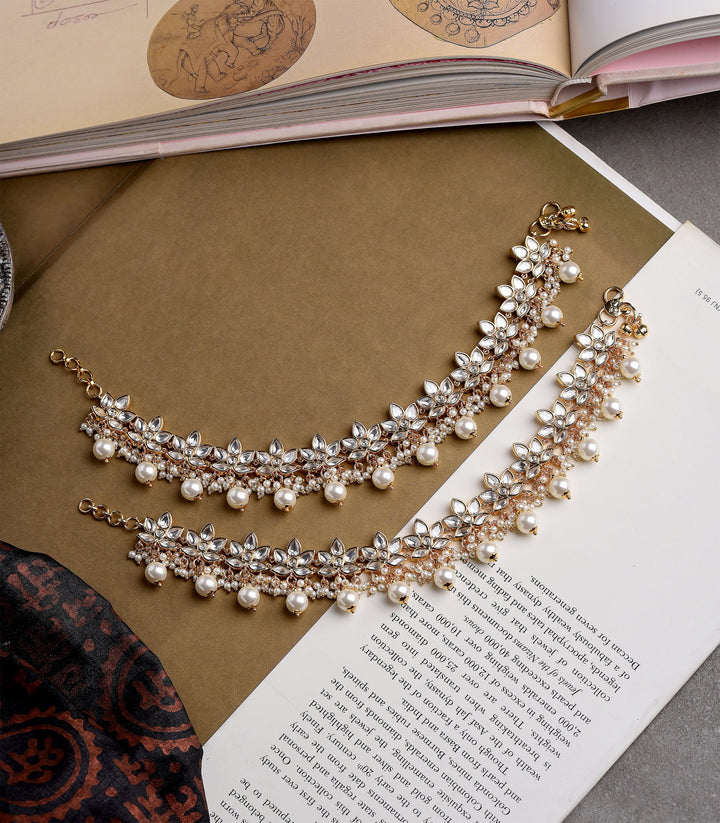 YADAVI POLKI PAYAL WITH PEARLS DROPS