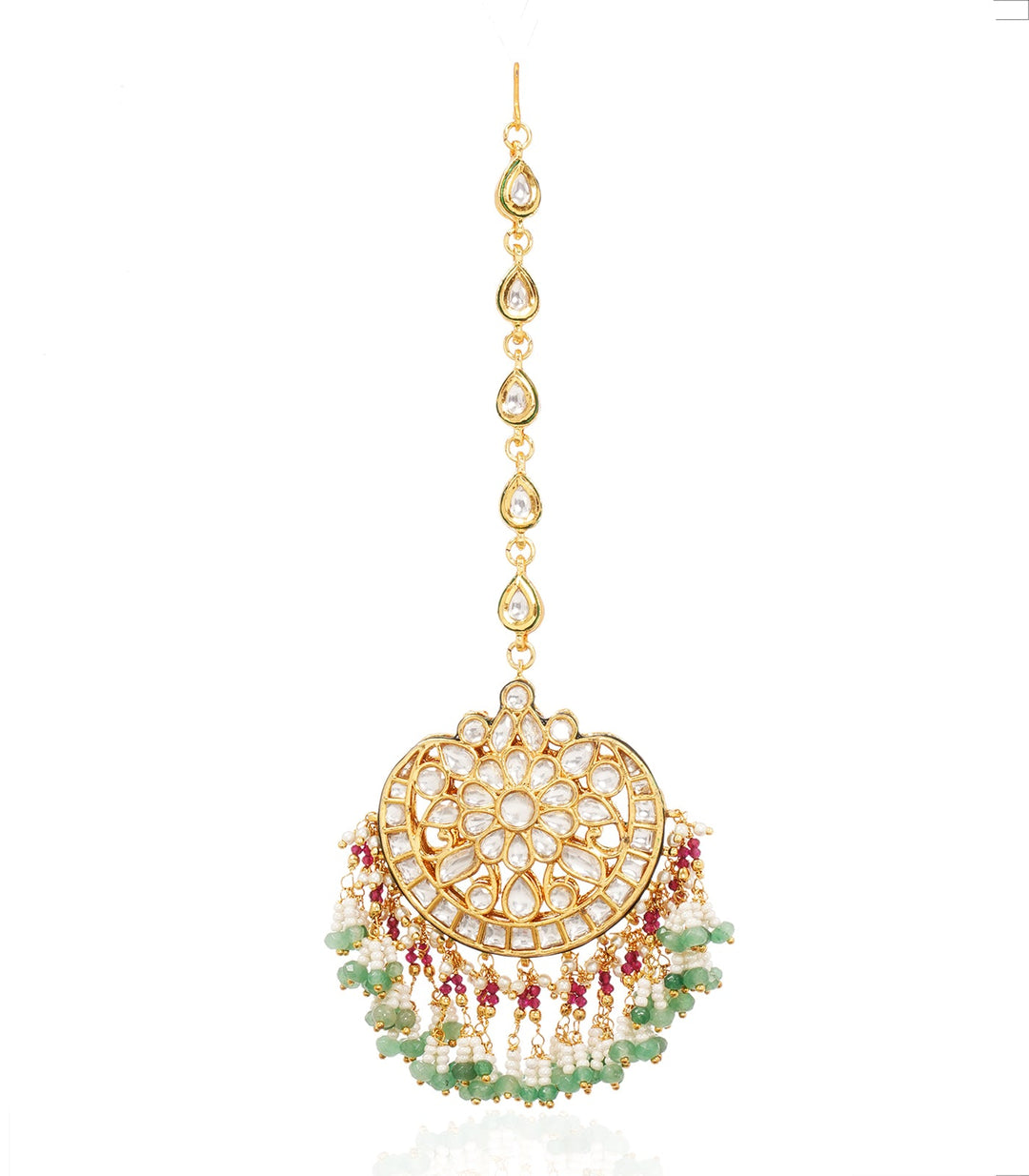 INAYA RED & GREEN KUNDAN TIKA