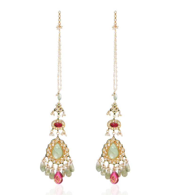 DHANI MINT GREEN KUNDAN STATEMENT EARRING