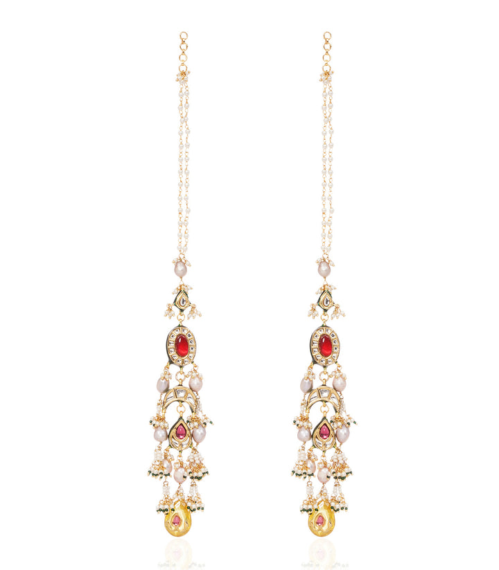 AGANITA RED KUNDAN STATEMENT EARRING