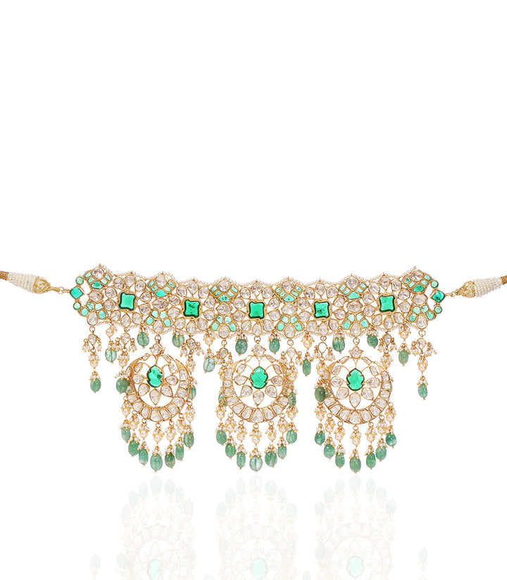 RAJSHRI GREEN MOISSANITE NECKLACE SET