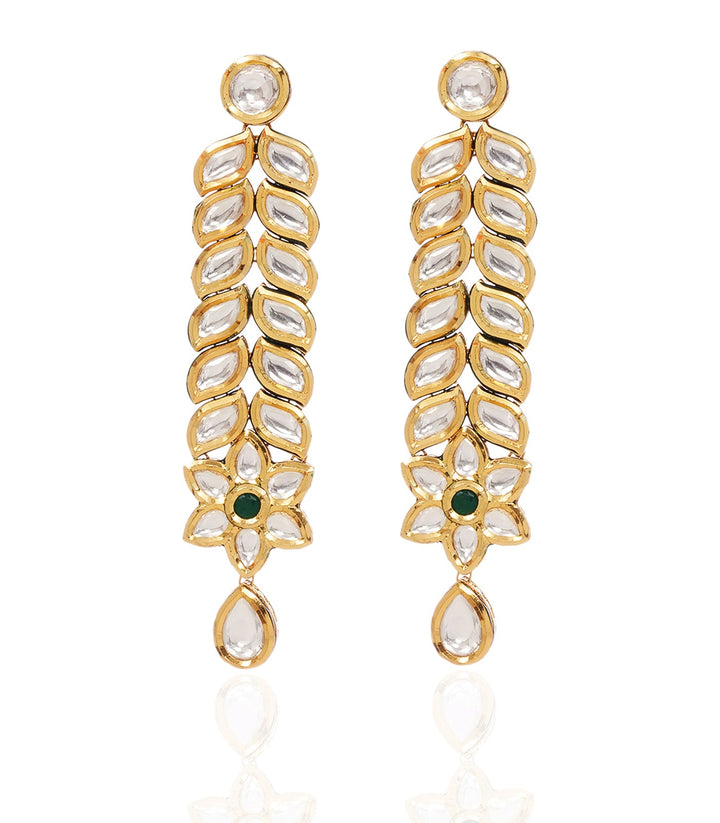 ILINA  GREEN KUNDAN STATEMENT EARRING