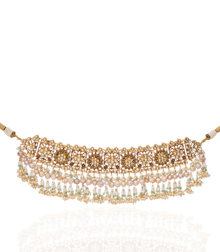 SARITA GOLD PLATED KUNDAN NECKLACE SET
