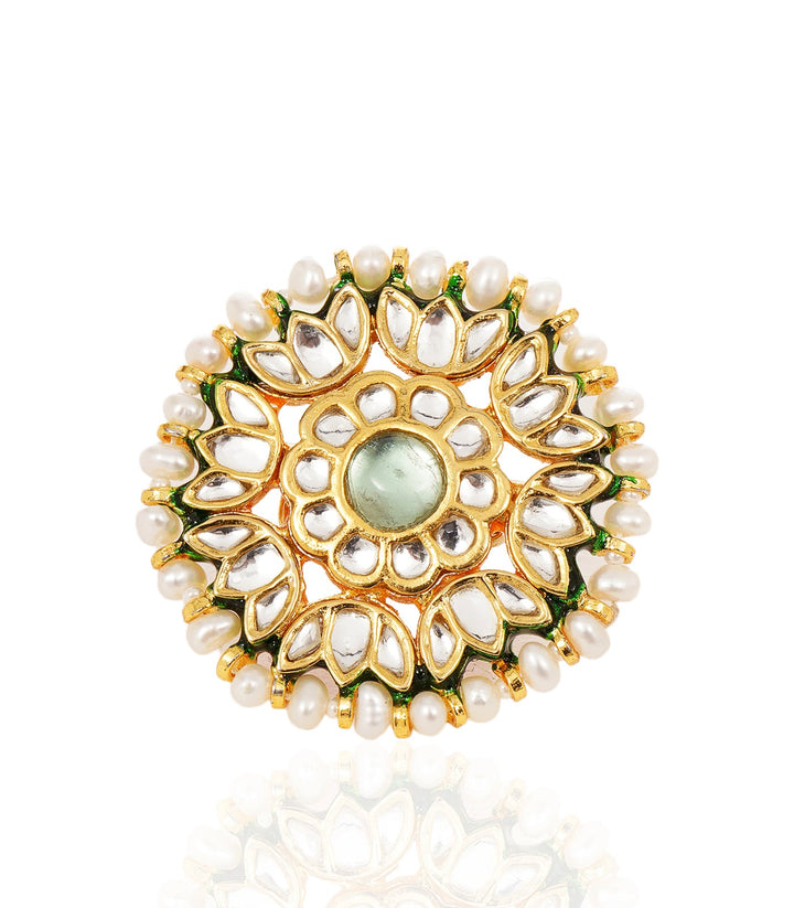 SANVI GREEN KUNDAN RING