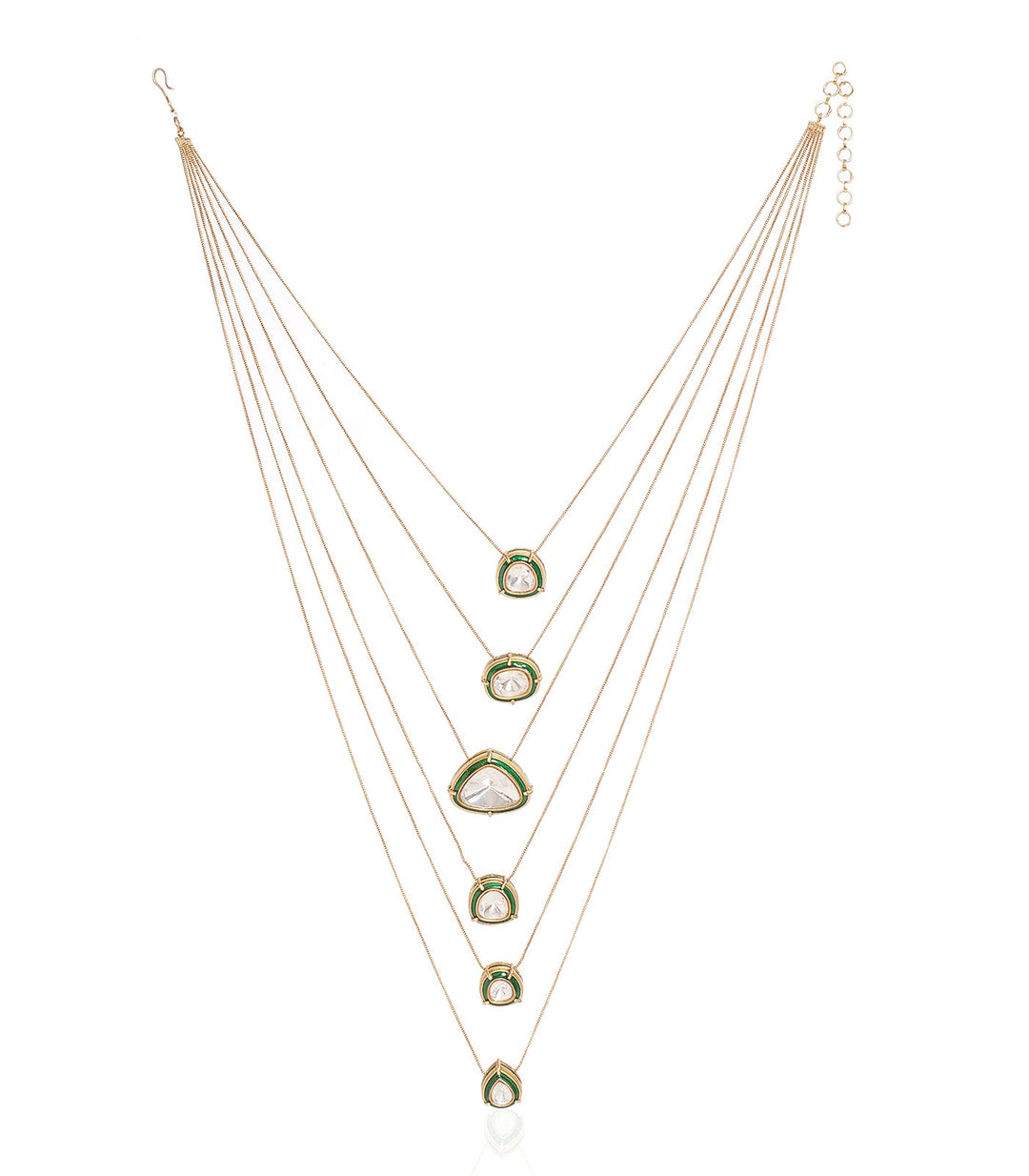 JANVI GREEN POLKI LONG NECKLACE