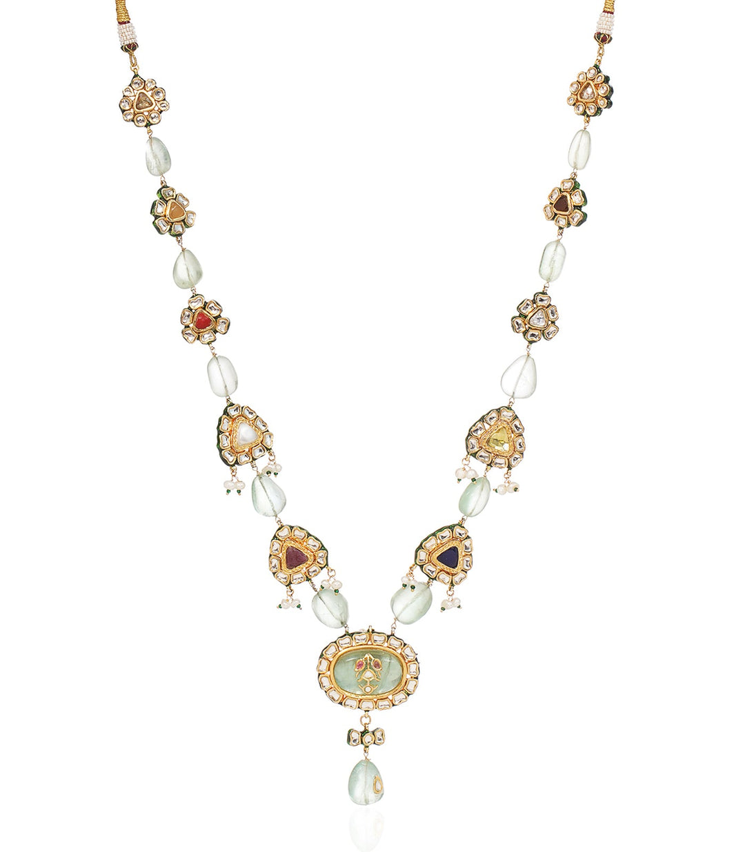 TANIKA GREEN KUNDAN LONG NECKLACE