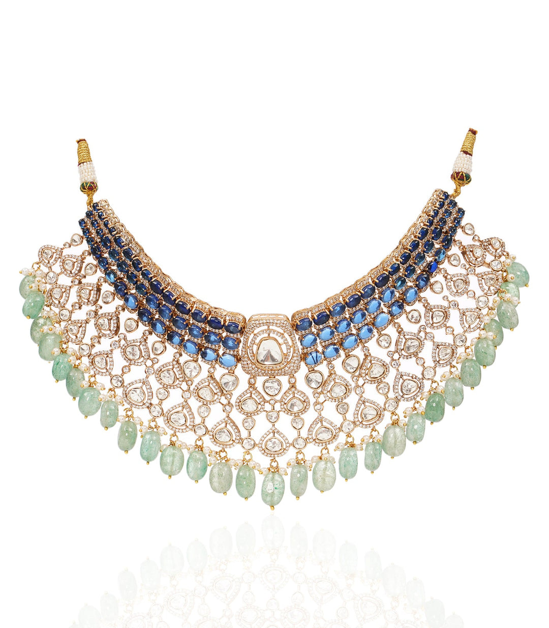 LEKHA BLUE POLKI NECKLACE SET