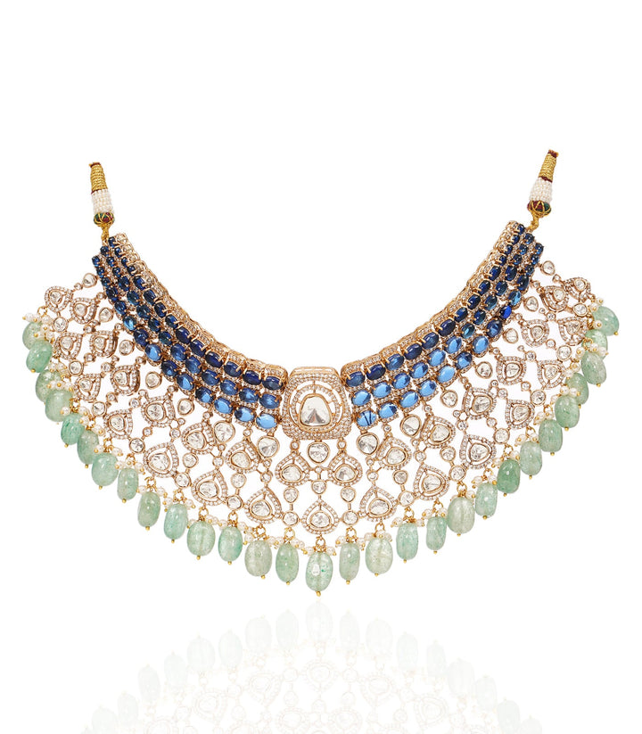 LEKHA BLUE POLKI NECKLACE SET