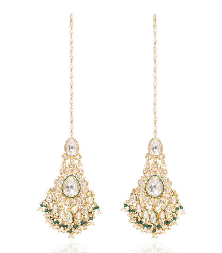 AANCHAL GREEN KUNDAN STATEMENT EARRING