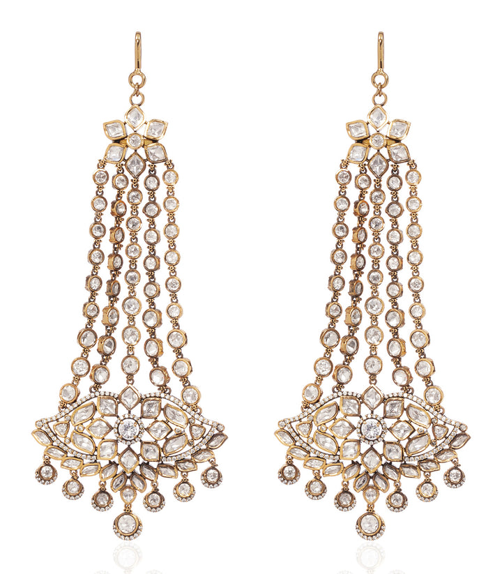INDU ANTIQUE FINISH KUNDAN STATEMENT EARRING