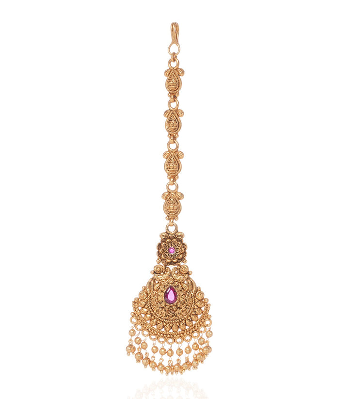 DEEPALI GOLD PLATED RED TIKA
