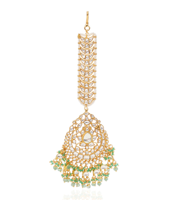 RUTVI GREEN KUNDAN TIKKA