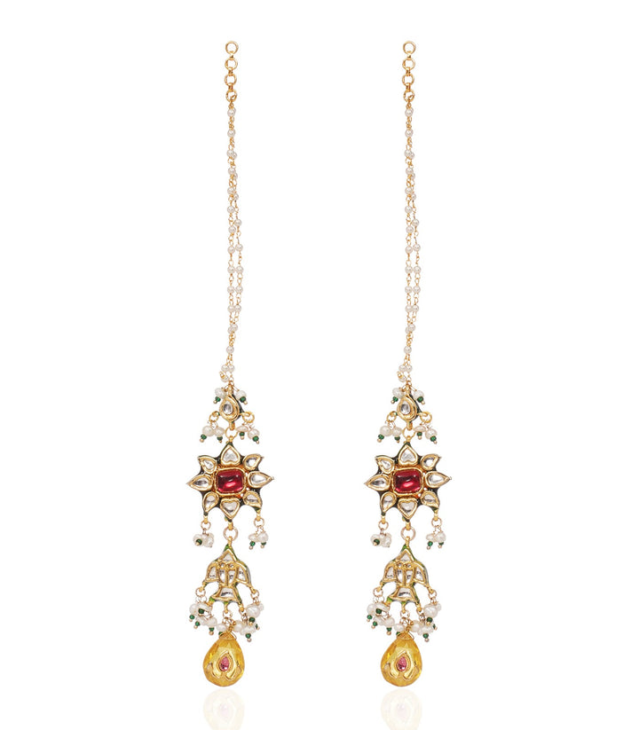 IKSHA RED KUNDAN STATEMENT EARRING