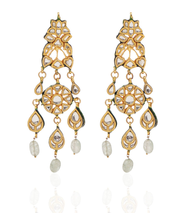 NITARA GREEN KUNDAN STATEMENT EARRING