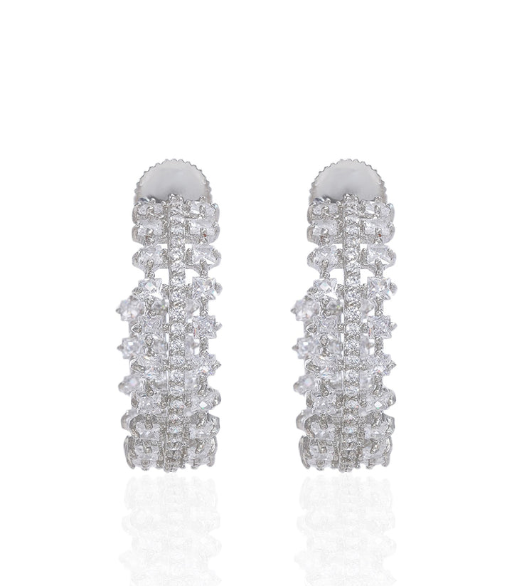 MAHI SILVER FINISH ZIRCON STUD