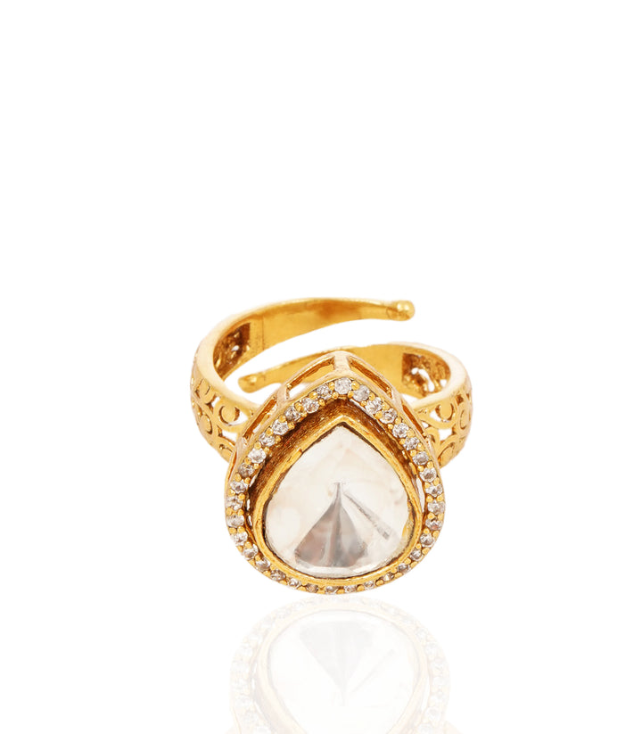 SAANVI GOLD PLATED POLKI RING