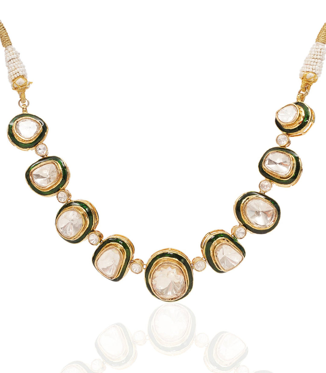 INAAYA GREEN POLKI NECKLACE SET