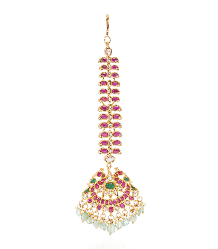 NAYA RED & GREEN KUNDAN TIKKA