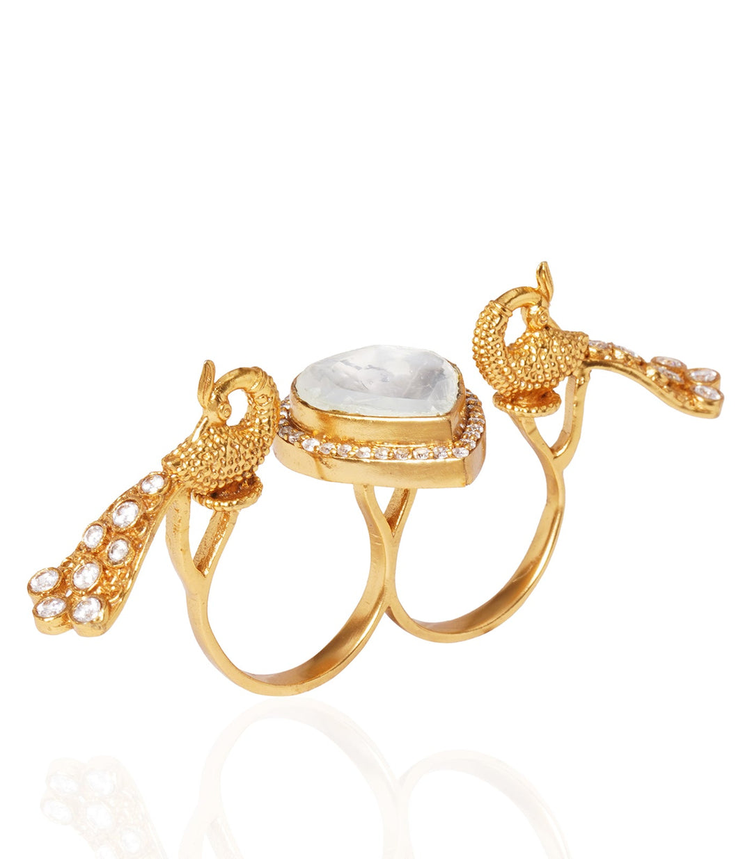 MAYUR GOLD PLATED POLKI RING