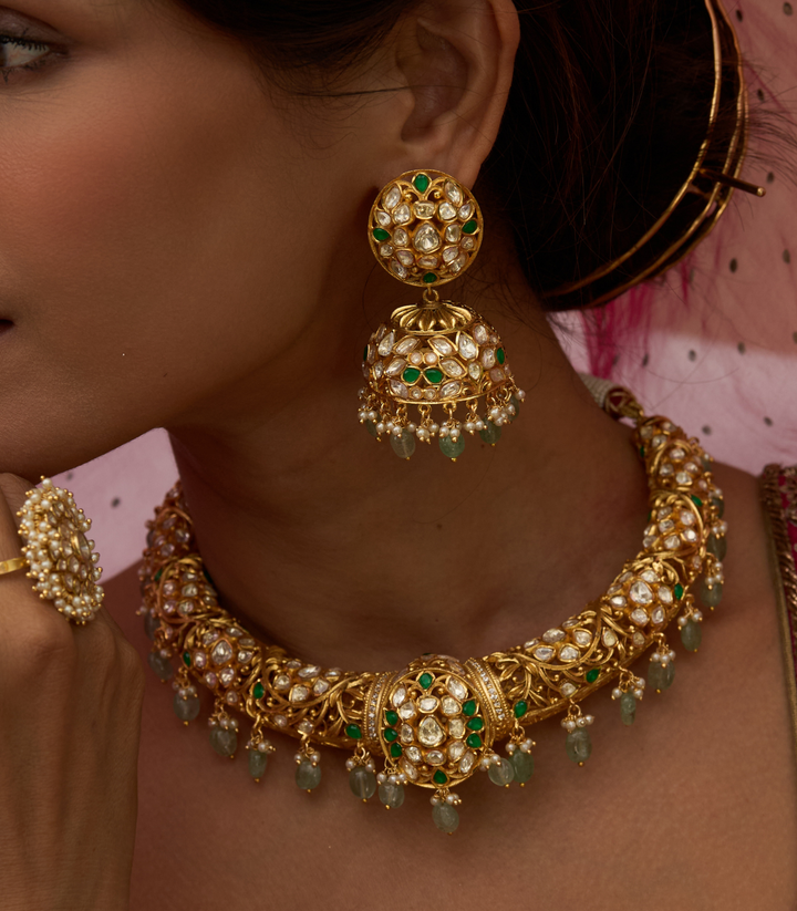 MONITA GREEN MOISSANITE HASLI NECKLACE SET