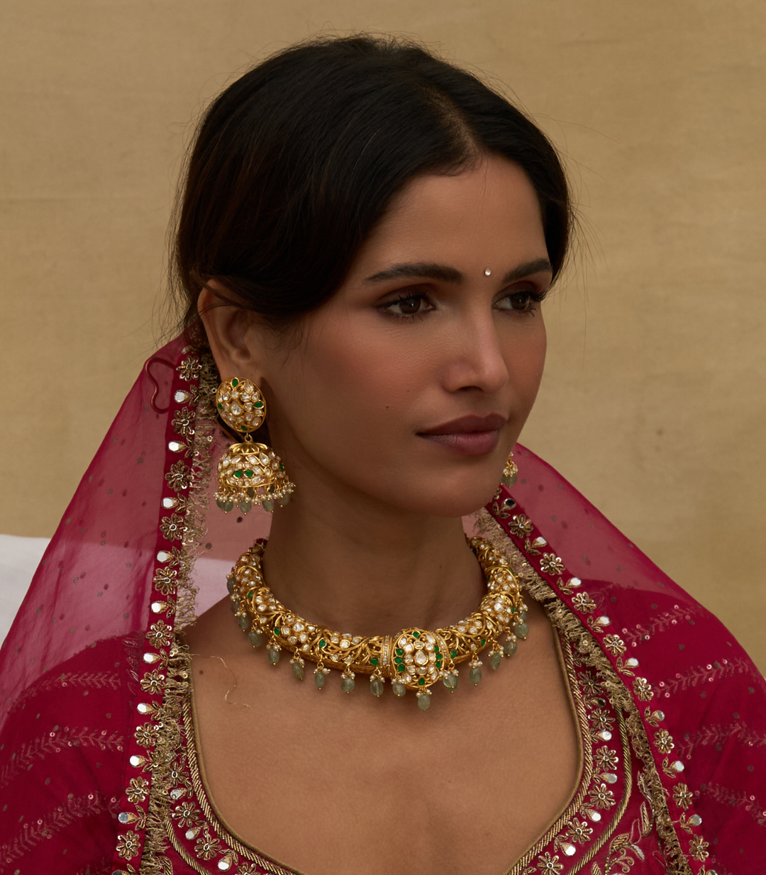 MONITA GREEN MOISSANITE HASLI NECKLACE SET