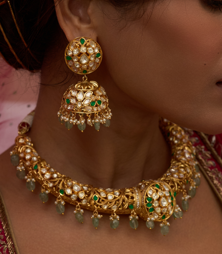 MONITA GREEN MOISSANITE HASLI NECKLACE SET