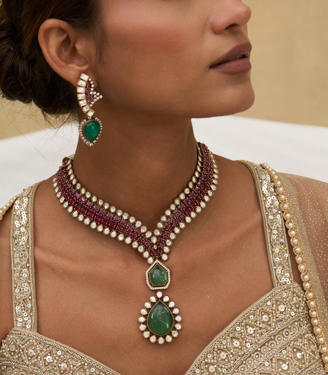 JASKIRAT GREEN ZIRCON LONG NECKLACE