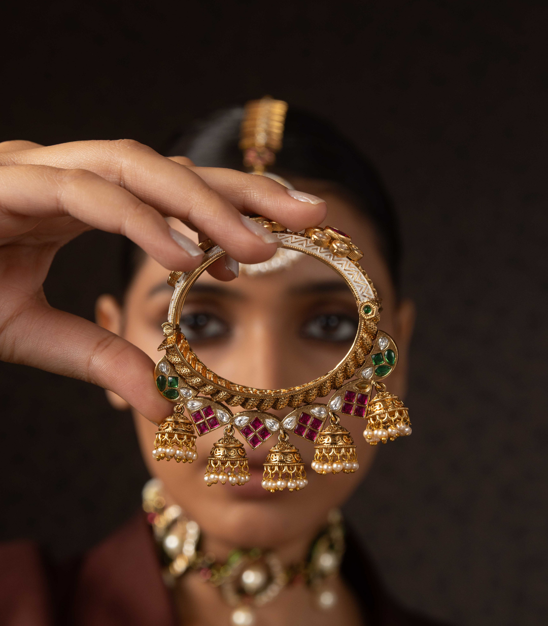 INDRA PINK & GREEN KUNDAN BANGLES