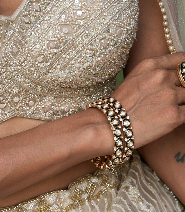 AADHVI GREEN POLKI BANGLES