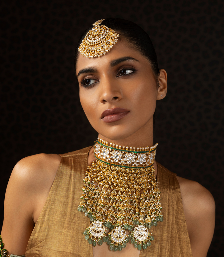 GARGI GREEN KUNDAN NECKLACE SET