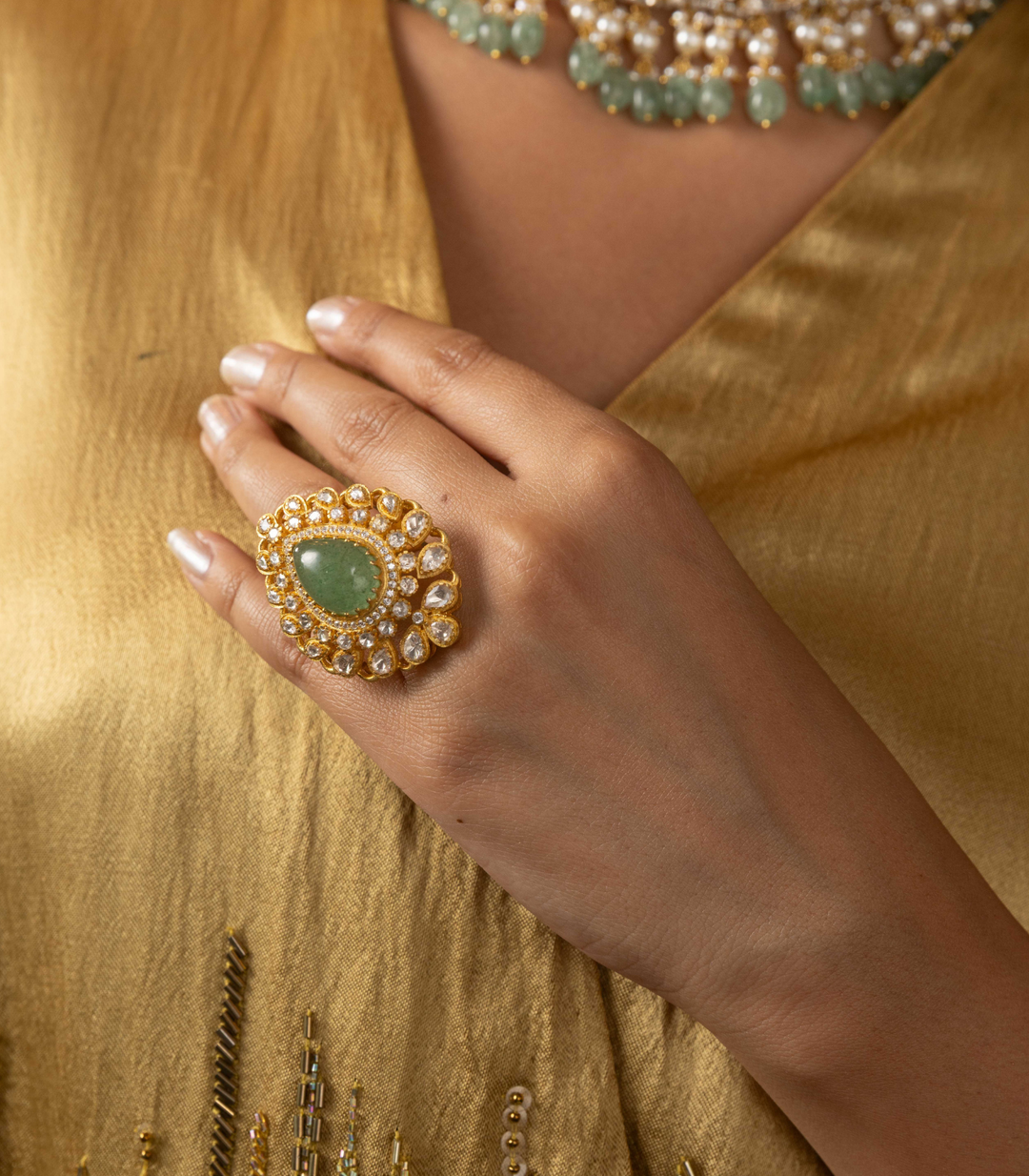 RAJVI GREEN MOISSANITE RING