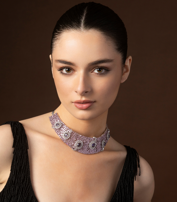 EKANI PURPLE ZIRCON NECKLACE SET