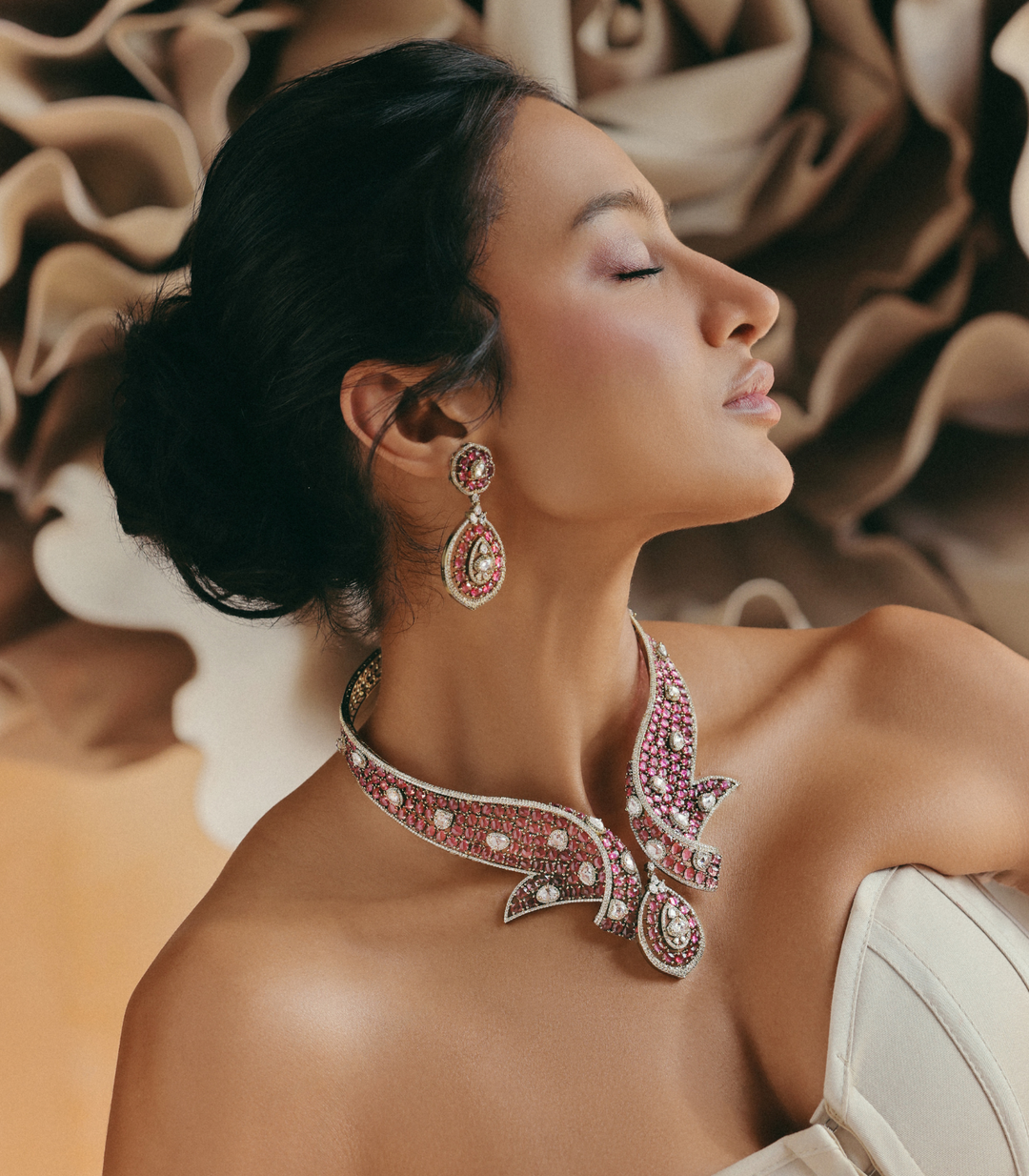 RIYANA PINK ZIRCON NECKLACE SET